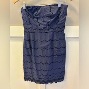 J Crew size 2 navy strapless pointelle dress